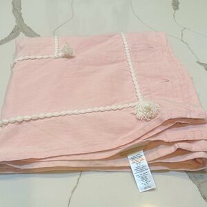 Pottery Barn Teen Blush Pink White Tasseled Shower Curtain 72x72in